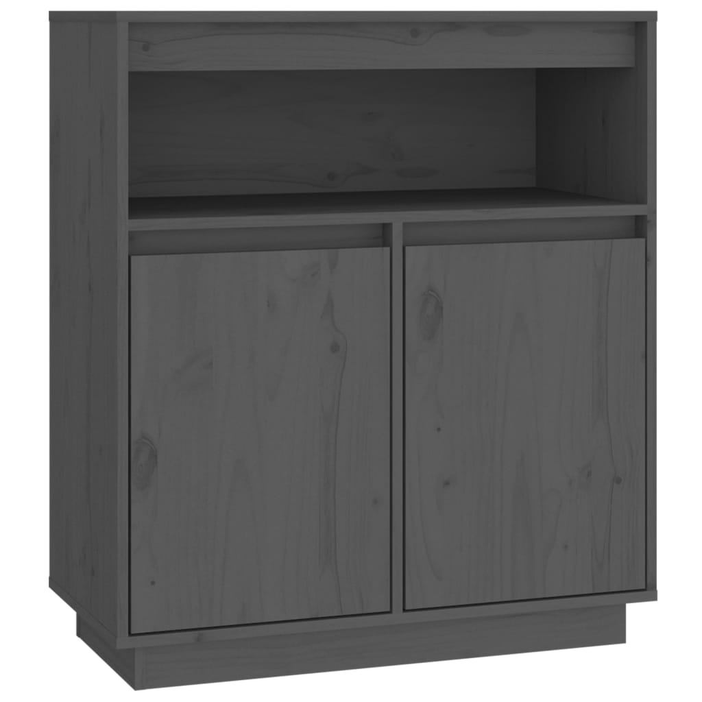 Grey Sideboard 70x34x80 cm Solid Pine Wood