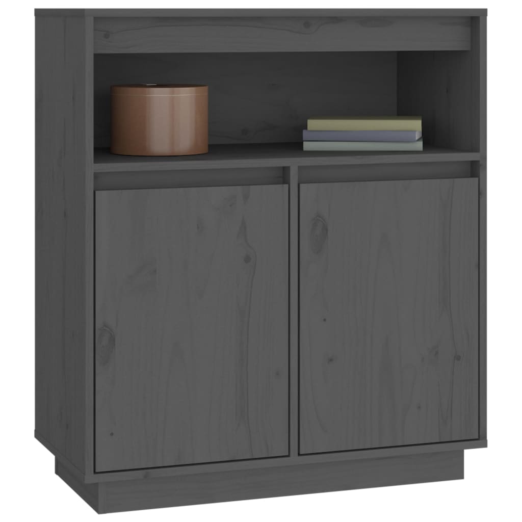 Grey Sideboard 70x34x80 cm Solid Pine Wood