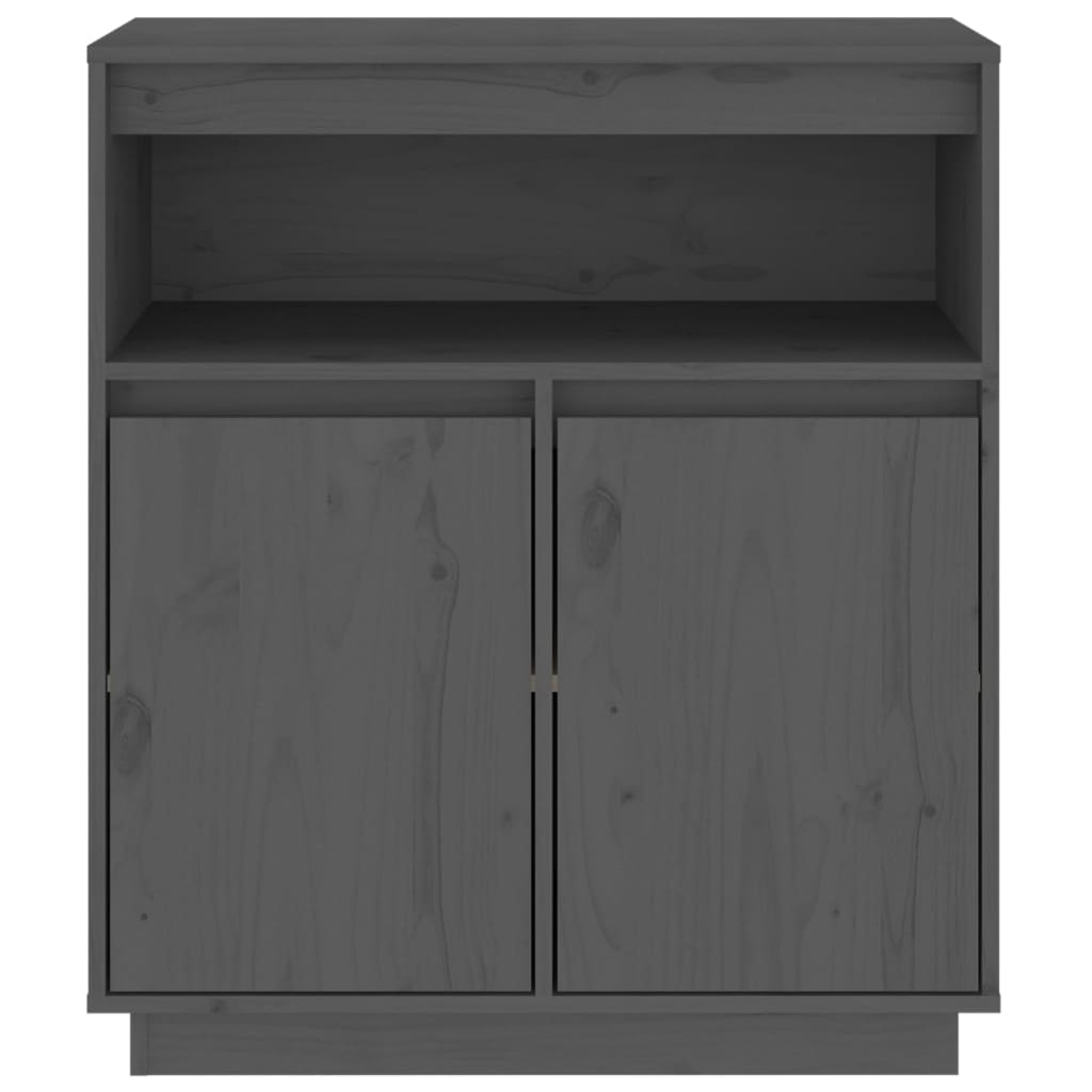 Buffet Gris 70x34x80 cm Bois massif de pin