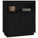 Schwarzes Sideboard 70x34x80 cm Massives Kiefernholz