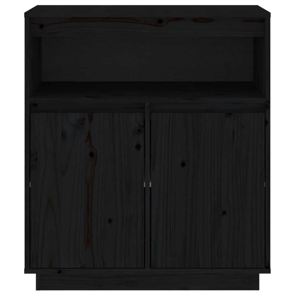 Buffet Noir 70x34x80 cm Bois massif de pin