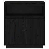 Buffet Noir 70x34x80 cm Bois massif de pin