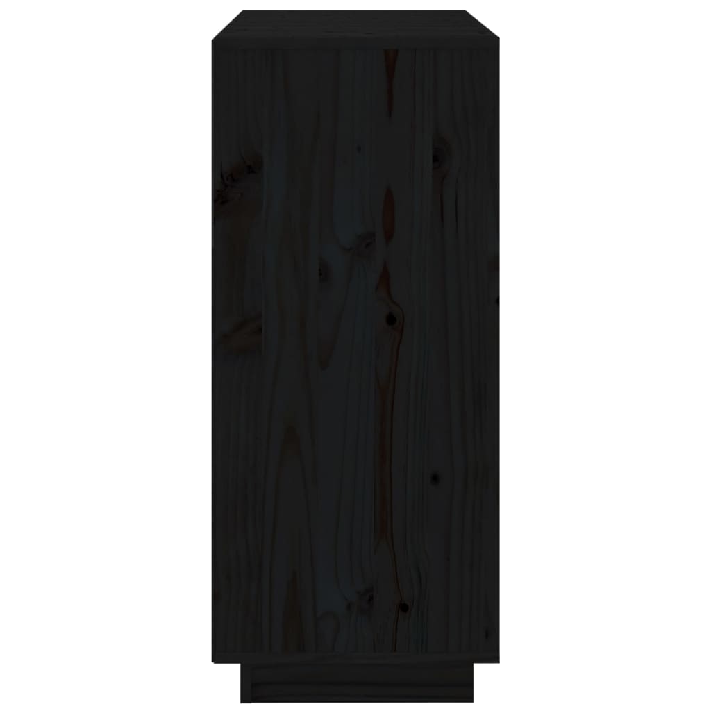 Buffet Noir 70x34x80 cm Bois massif de pin