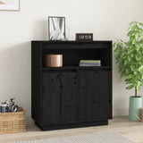 Buffet Noir 70x34x80 cm Bois massif de pin