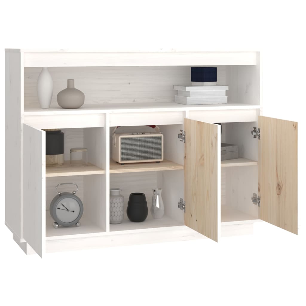 Buffet Blanc 104,5x34x80 cm Bois massif de pin