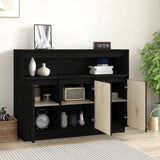 Buffet Noir 104,5x34x80 cm Bois massif de pin