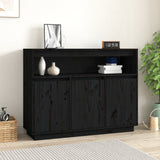 Buffet Noir 104,5x34x80 cm Bois massif de pin