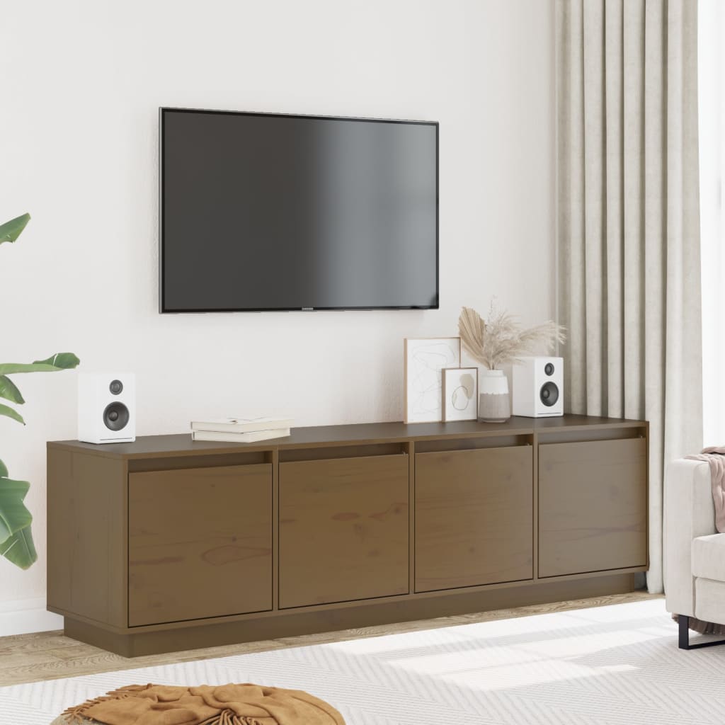 Honey Brown TV Cabinet 156x37x45 cm Solid Pine Wood