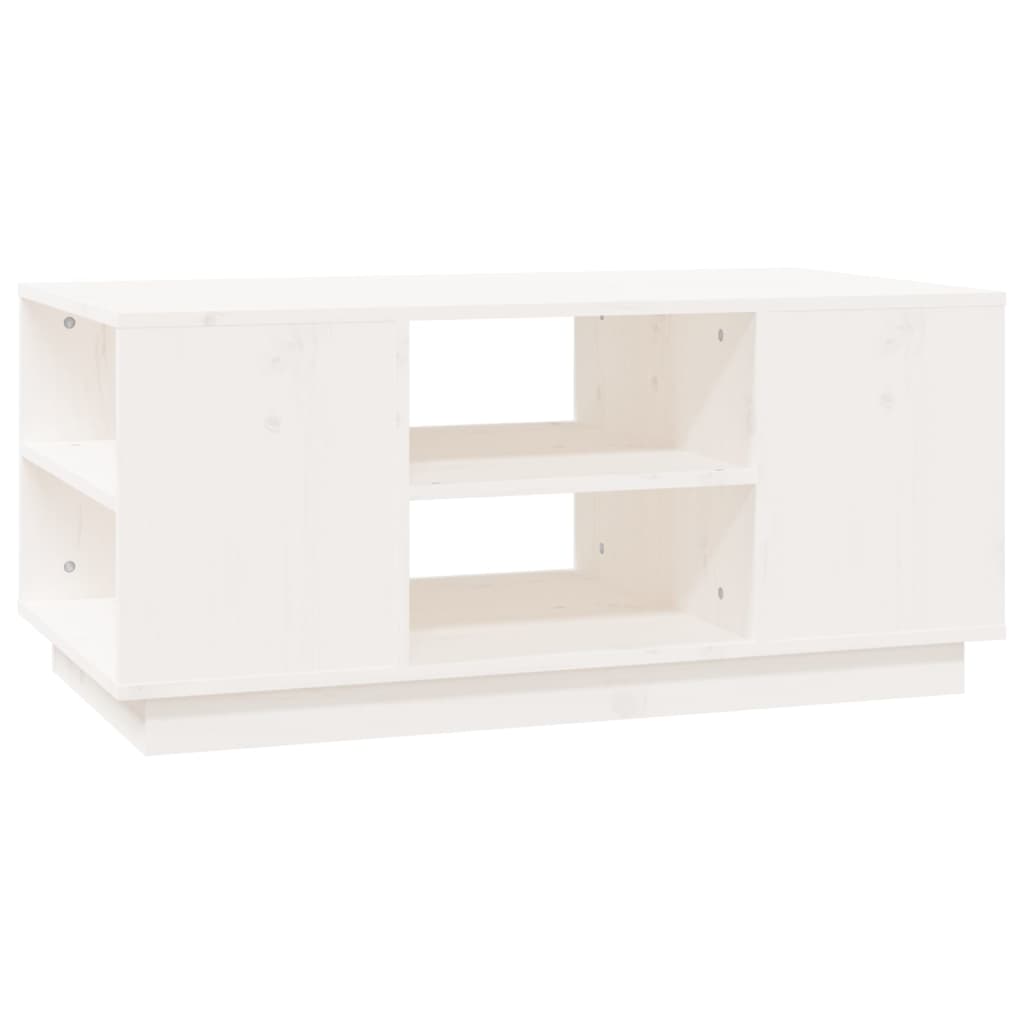 Table basse Blanc 90x49x40,5 cm Bois massif de pin