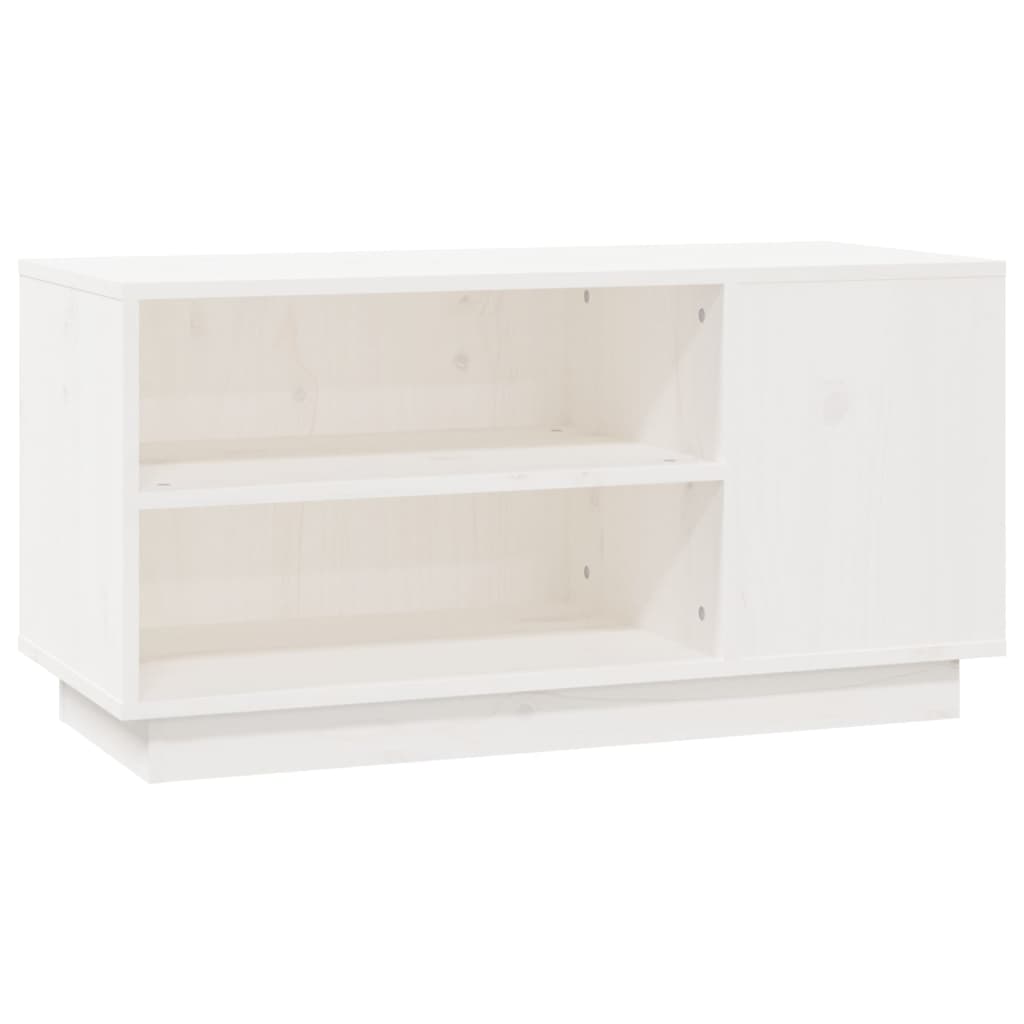 Meuble TV Blanc 80x35x40,5 cm Bois de pin massif