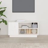 Meuble TV Blanc 80x35x40,5 cm Bois de pin massif