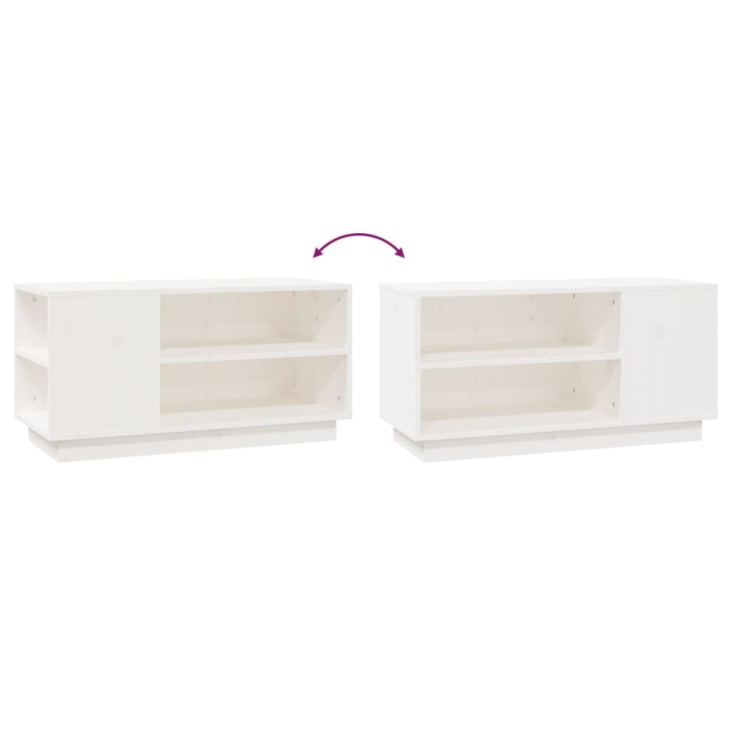 Meuble TV Blanc 80x35x40,5 cm Bois de pin massif