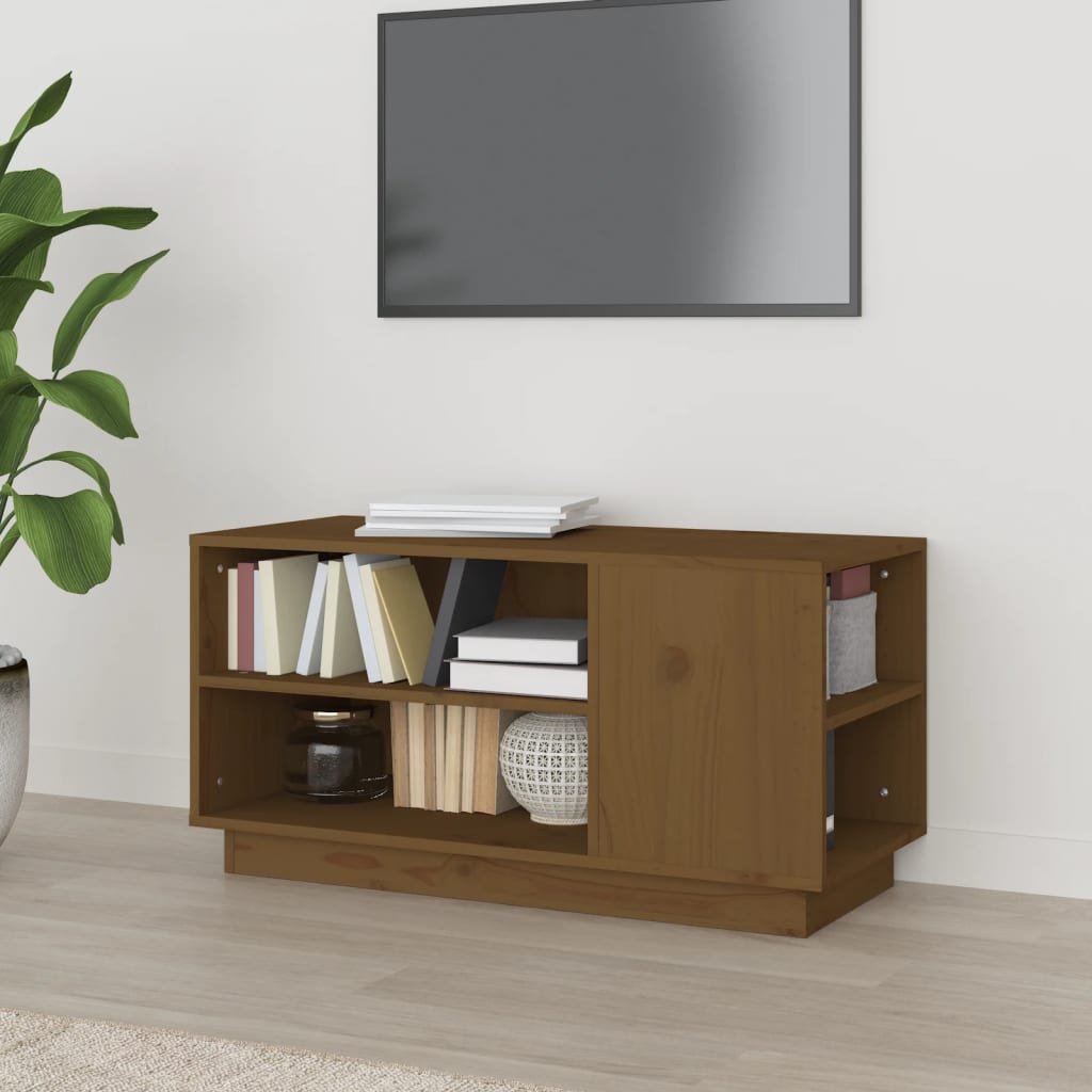 Meuble TV Marron miel 80x35x40,5 cm Bois de pin massif