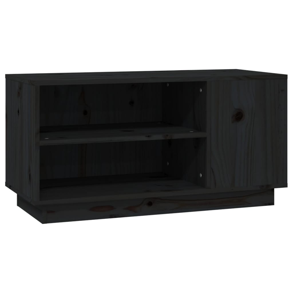 Meuble TV Noir 80x35x40,5 cm Bois de pin massif