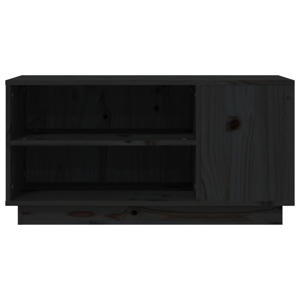 Meuble TV Noir 80x35x40,5 cm Bois de pin massif