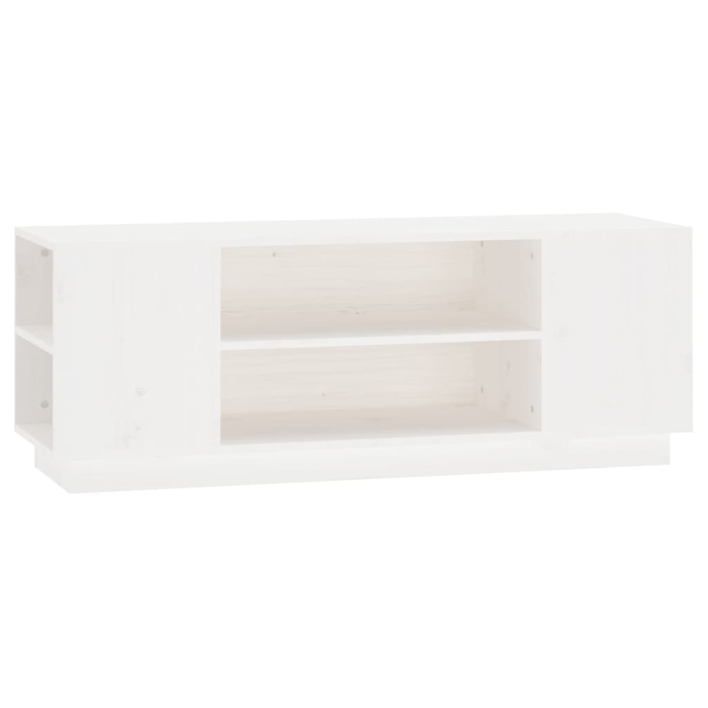 White TV cabinet 110x35x40.5 cm Solid pine wood