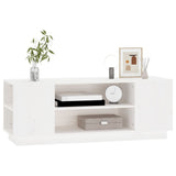 White TV cabinet 110x35x40.5 cm Solid pine wood