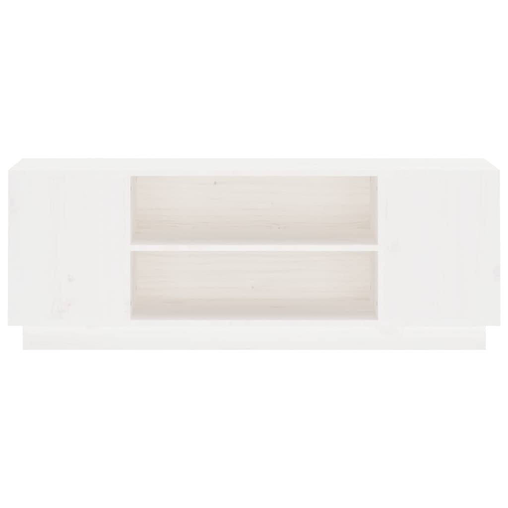 Meuble TV Blanc 110x35x40,5 cm Bois de pin massif