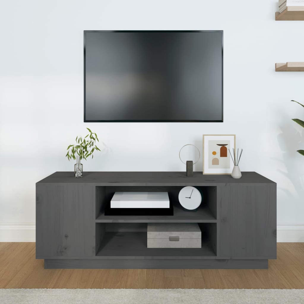 Meuble TV Gris 110x35x40,5 cm Bois de pin massif