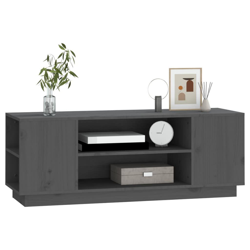 Meuble TV Gris 110x35x40,5 cm Bois de pin massif