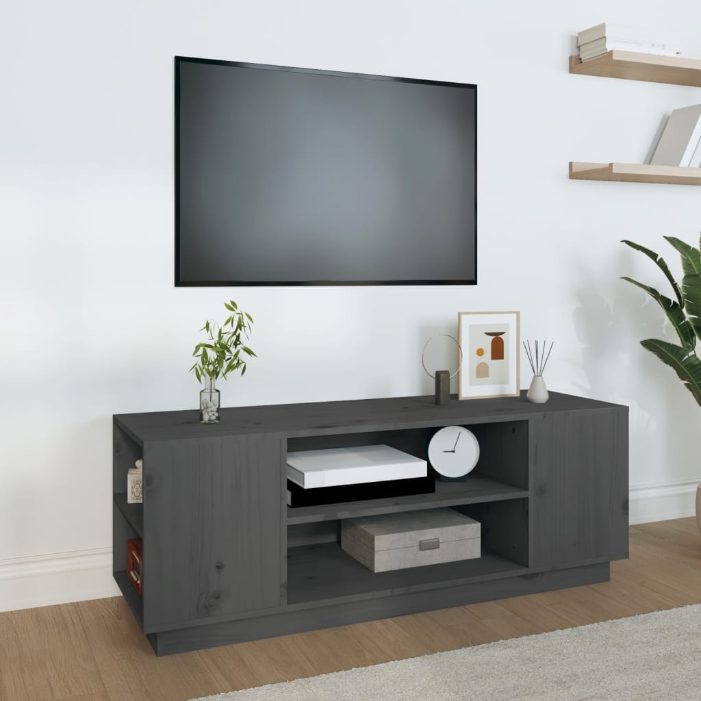 Meuble TV Gris 110x35x40,5 cm Bois de pin massif