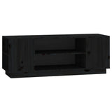 Meuble TV Noir 110x35x40,5 cm Bois de pin massif