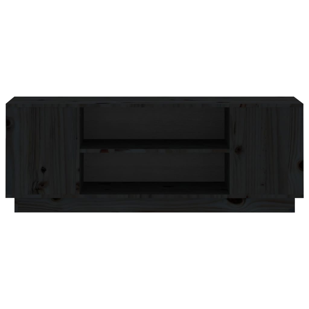 Meuble TV Noir 110x35x40,5 cm Bois de pin massif