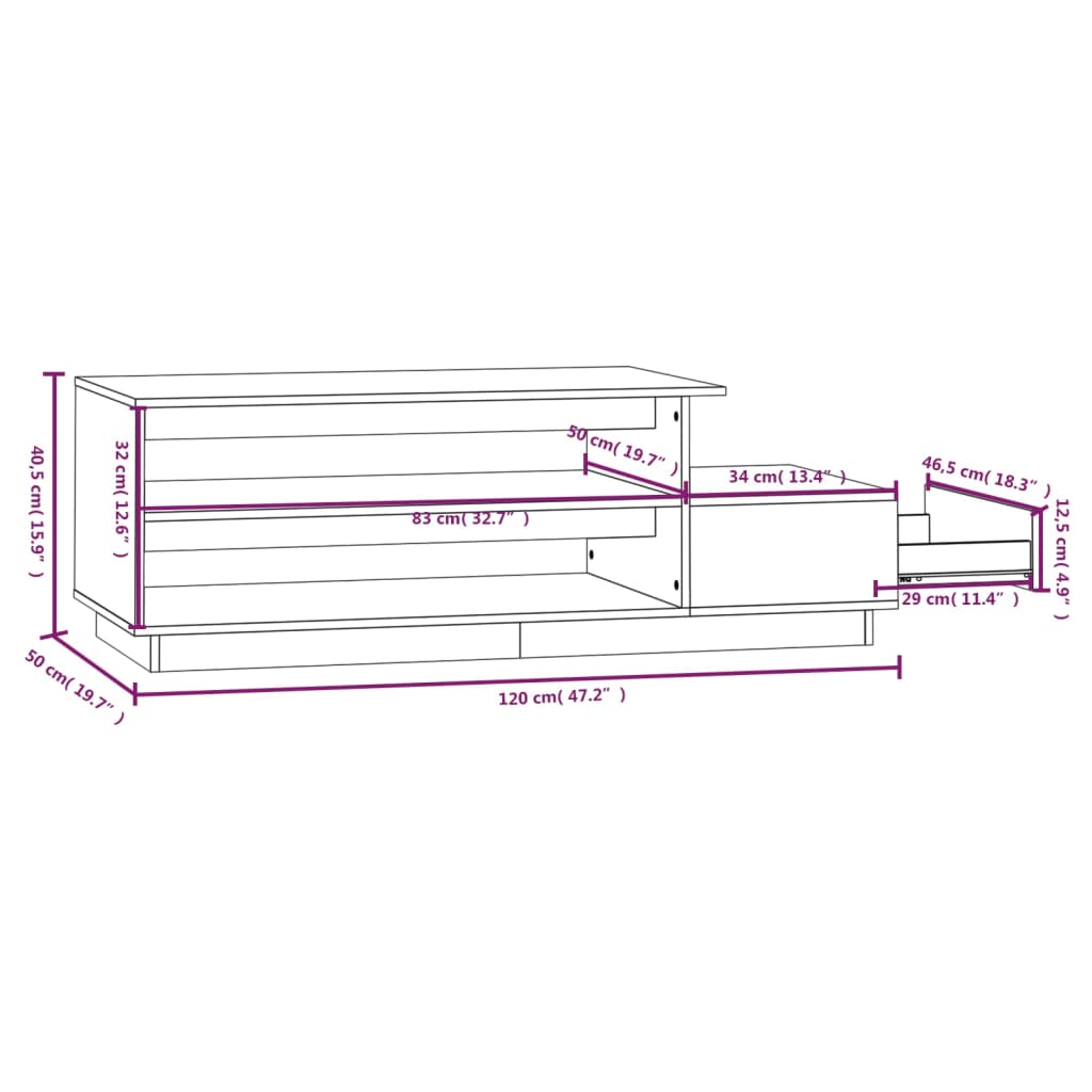 Couchtisch Honigbraun 120x50x40,5 cm Massives Kiefernholz