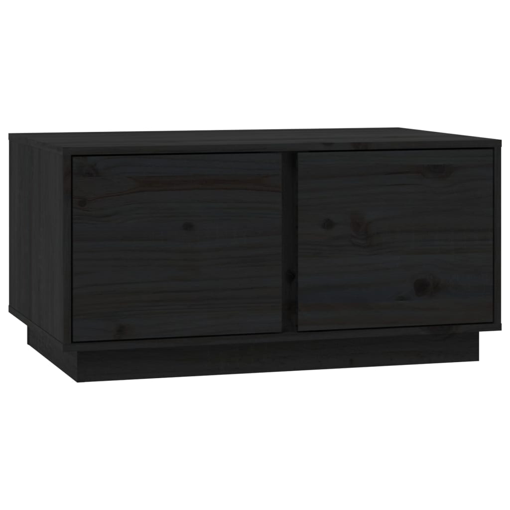 Table basse Noir 80x50x40 cm Bois massif de pin