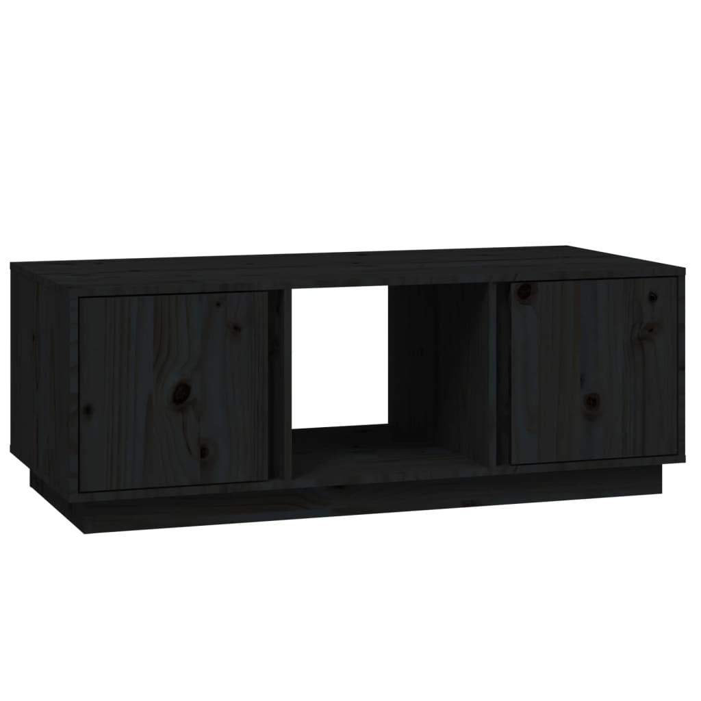 Table basse Noir 110x50x40 cm Bois massif de pin