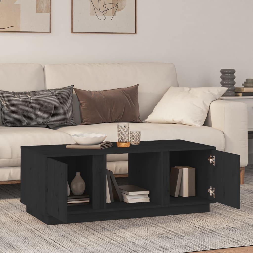 Coffee table Black 110x50x40 cm Solid pine wood