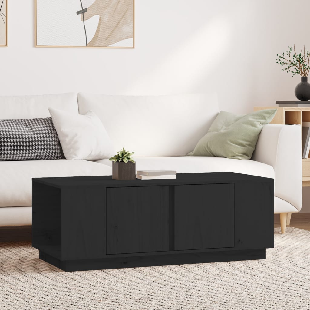 Table basse Noir 110x50x40 cm Bois massif de pin