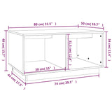 Couchtisch Grau 80x50x40 cm Massives Kiefernholz