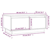 Couchtisch Weiß 80x50x35 cm Massives Kiefernholz