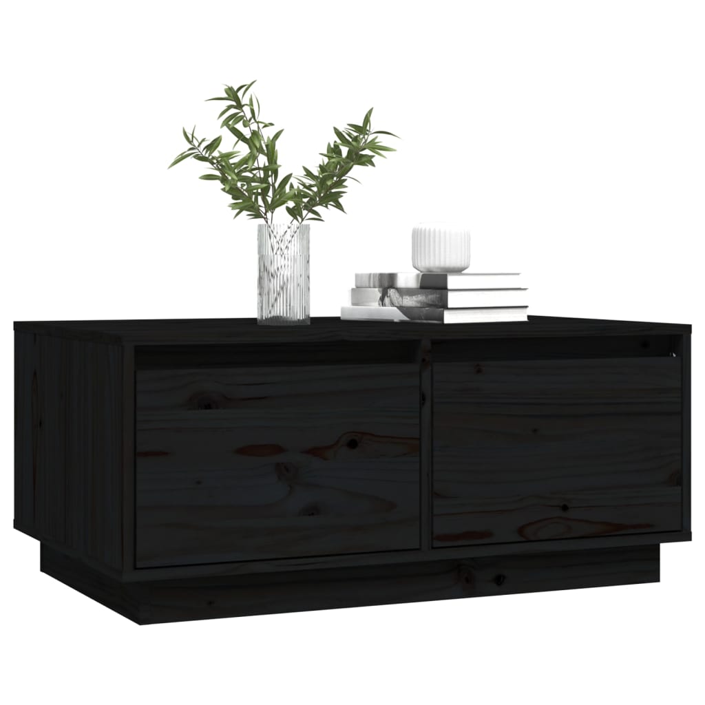 Table basse Noir 80x50x35 cm Bois massif de pin