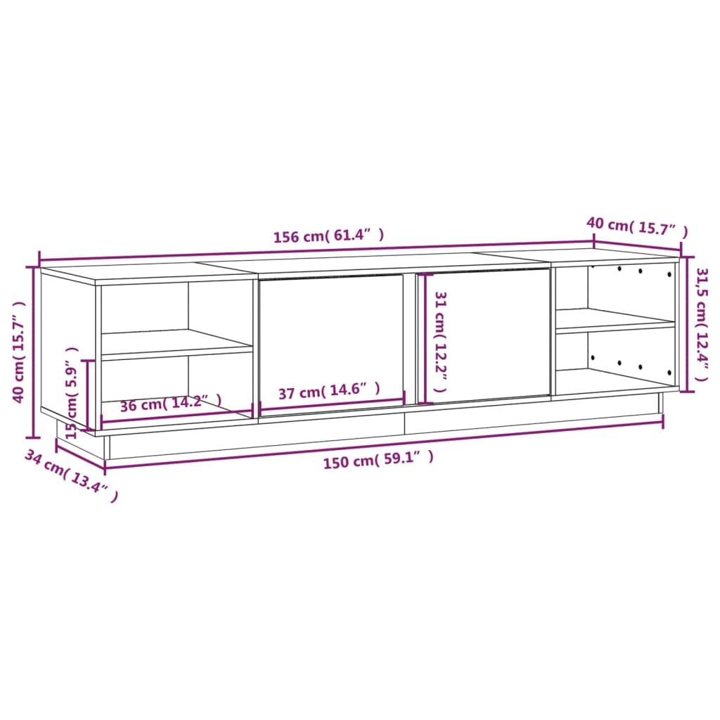 Meuble TV 156x40x40 cm Bois de pin massif