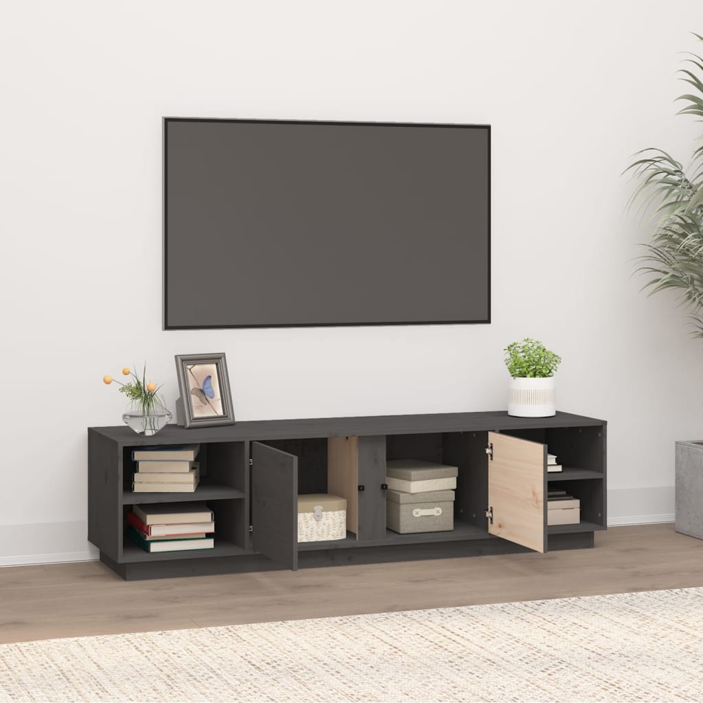 Meuble TV Gris 156x40x40 cm Bois de pin massif