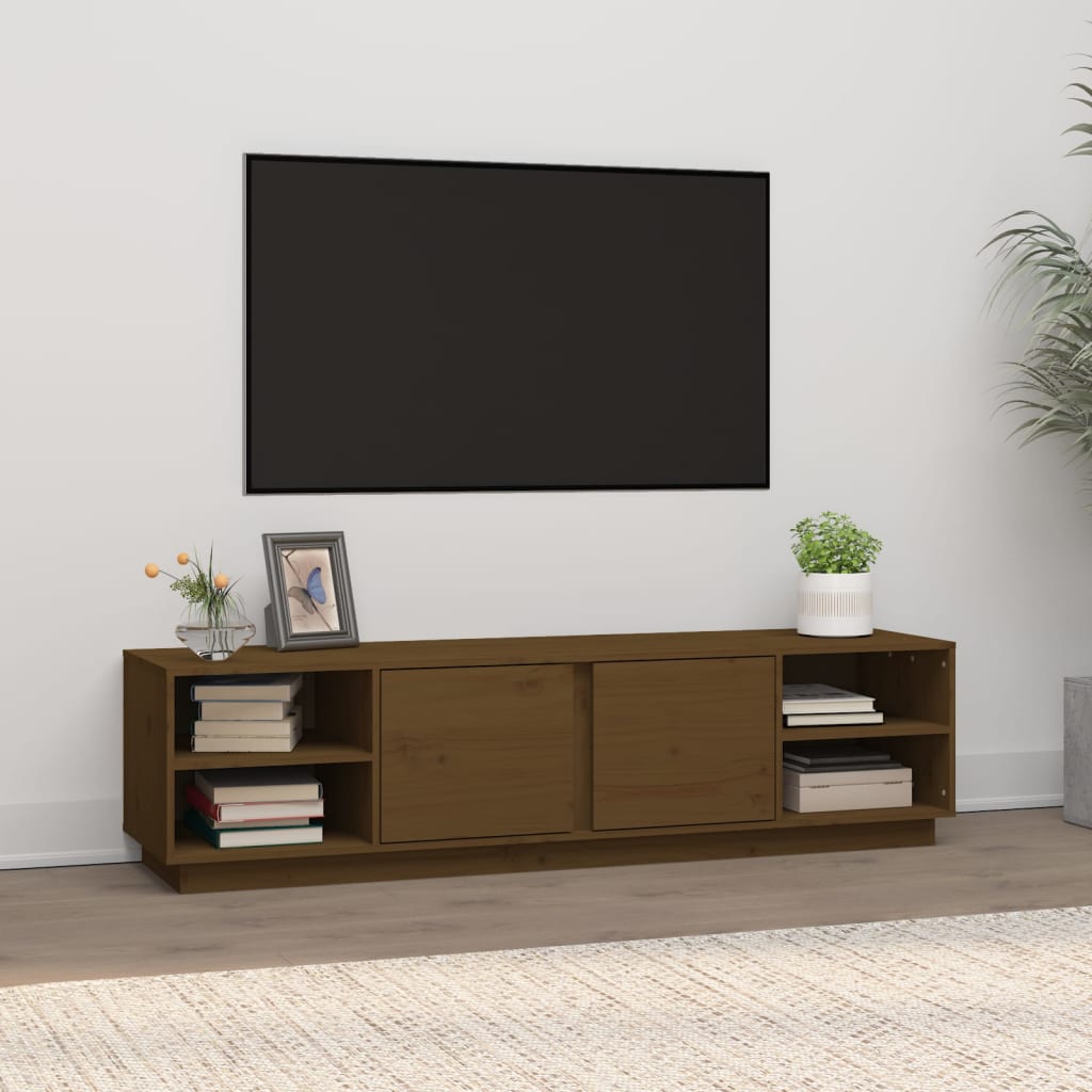 Meuble TV Marron miel 156x40x40 cm Bois de pin massif