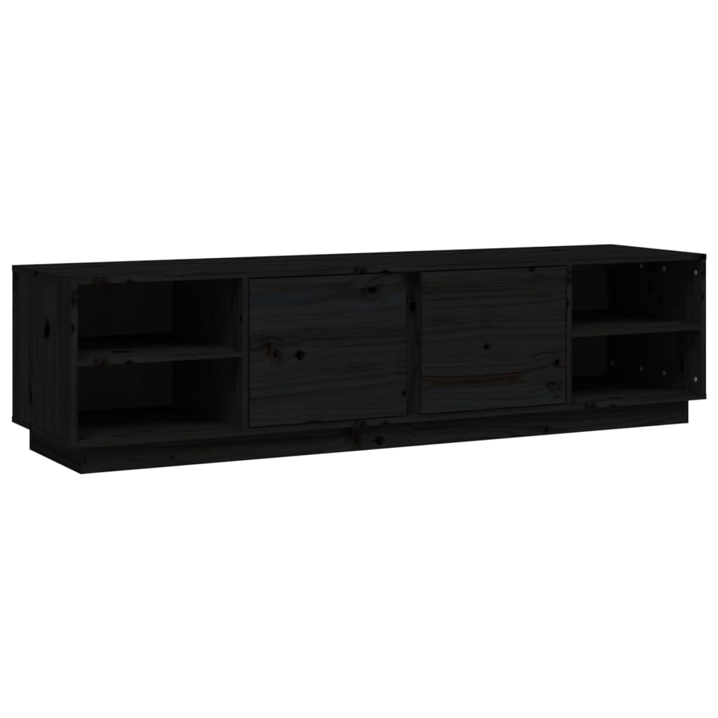 Black TV cabinet 156x40x40 cm Solid pine wood