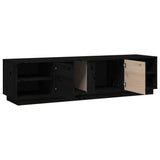 Black TV cabinet 156x40x40 cm Solid pine wood