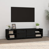 Black TV cabinet 156x40x40 cm Solid pine wood