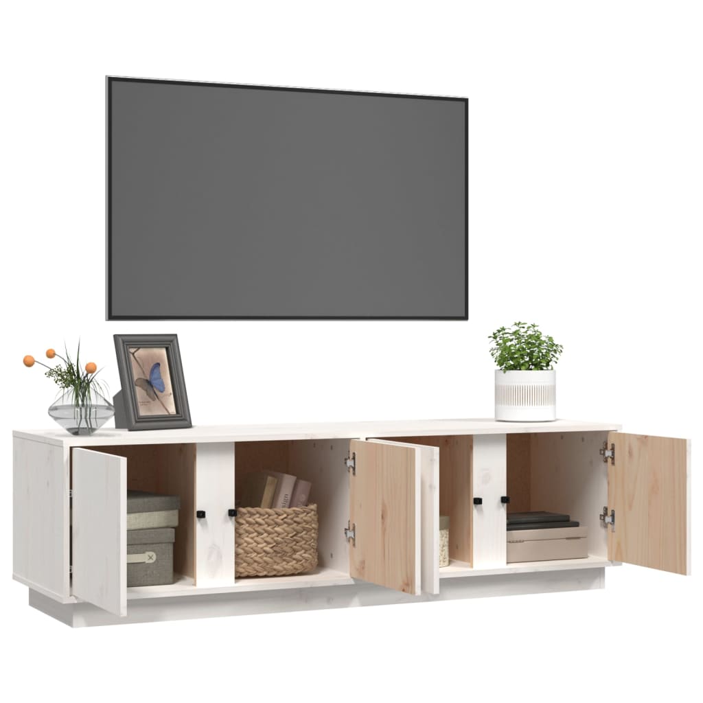 White TV cabinet 140x40x40 cm Solid pine wood