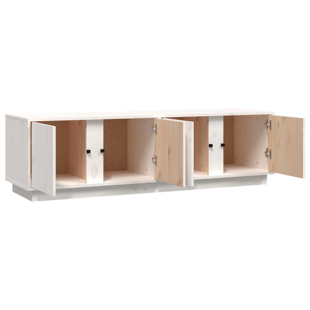 Meuble TV Blanc 140x40x40 cm Bois de pin massif