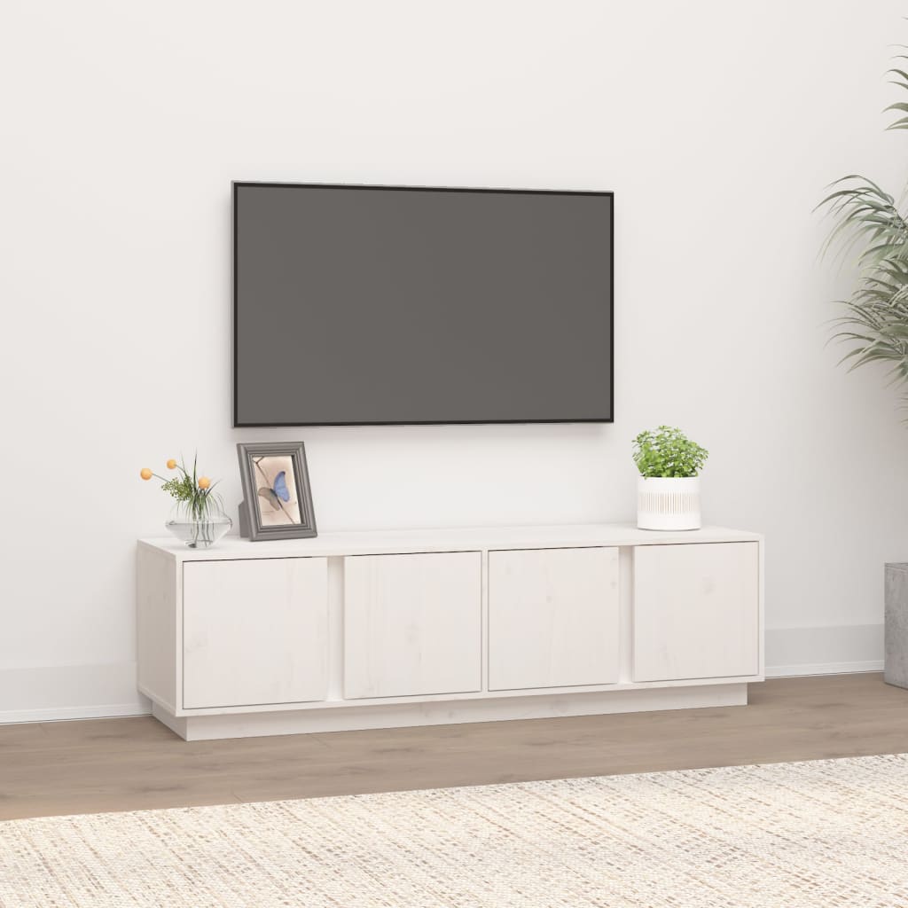 White TV cabinet 140x40x40 cm Solid pine wood