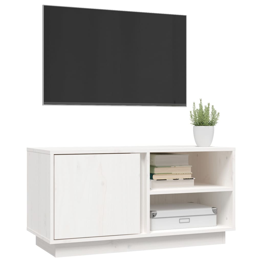 White TV cabinet 80x35x40.5 cm Solid pine wood