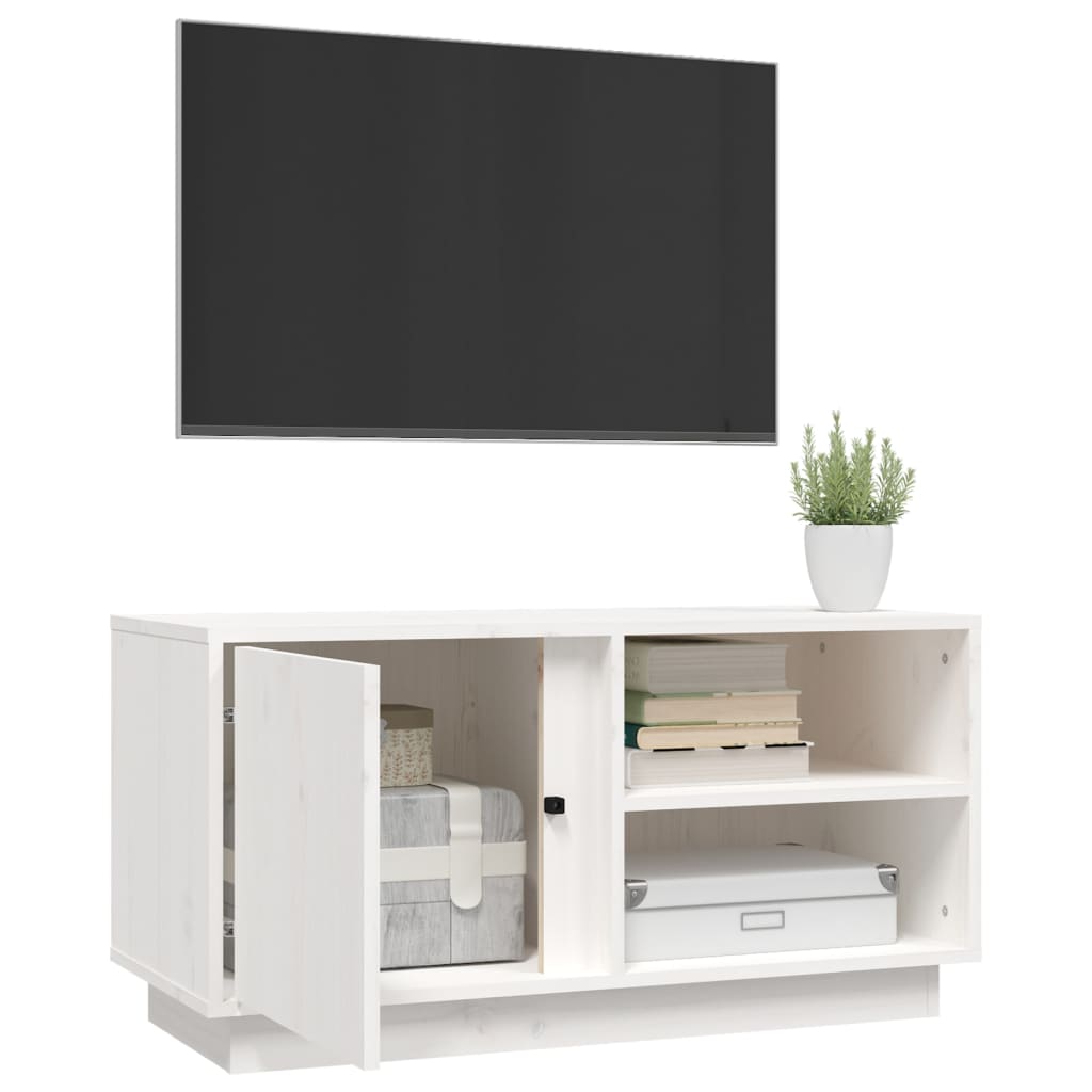 White TV cabinet 80x35x40.5 cm Solid pine wood