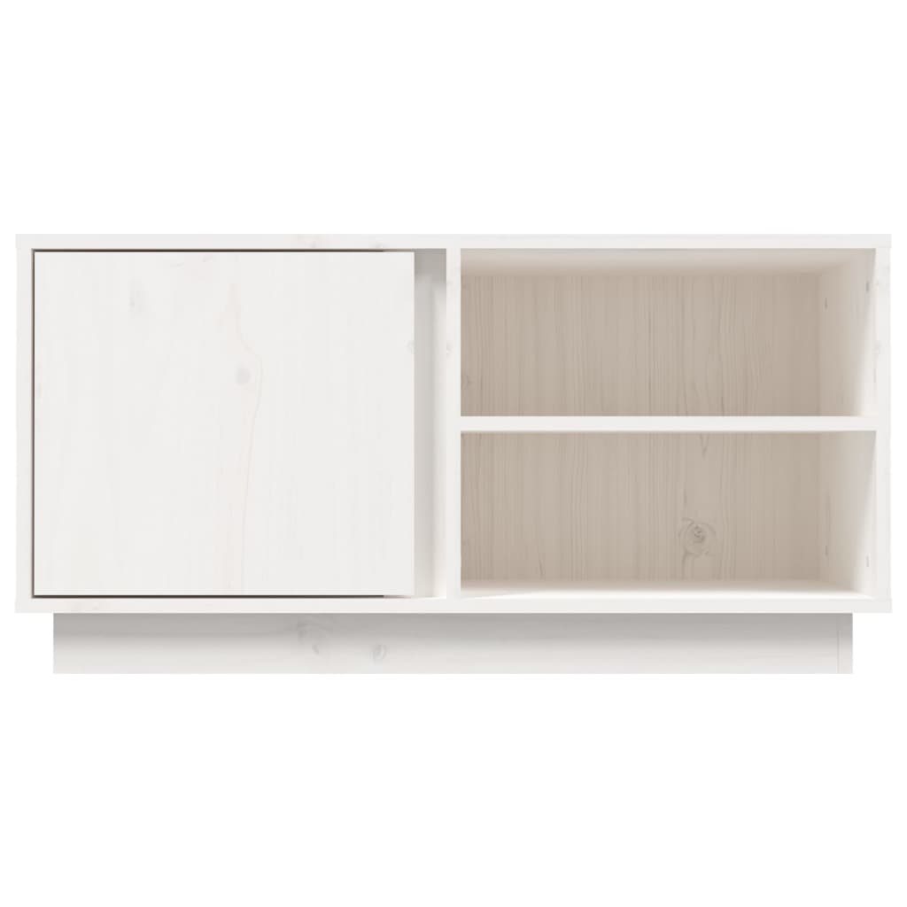 Meuble TV Blanc 80x35x40,5 cm Bois de pin massif