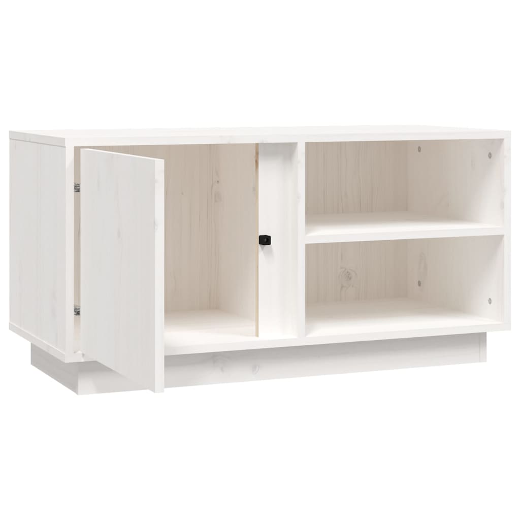 Meuble TV Blanc 80x35x40,5 cm Bois de pin massif