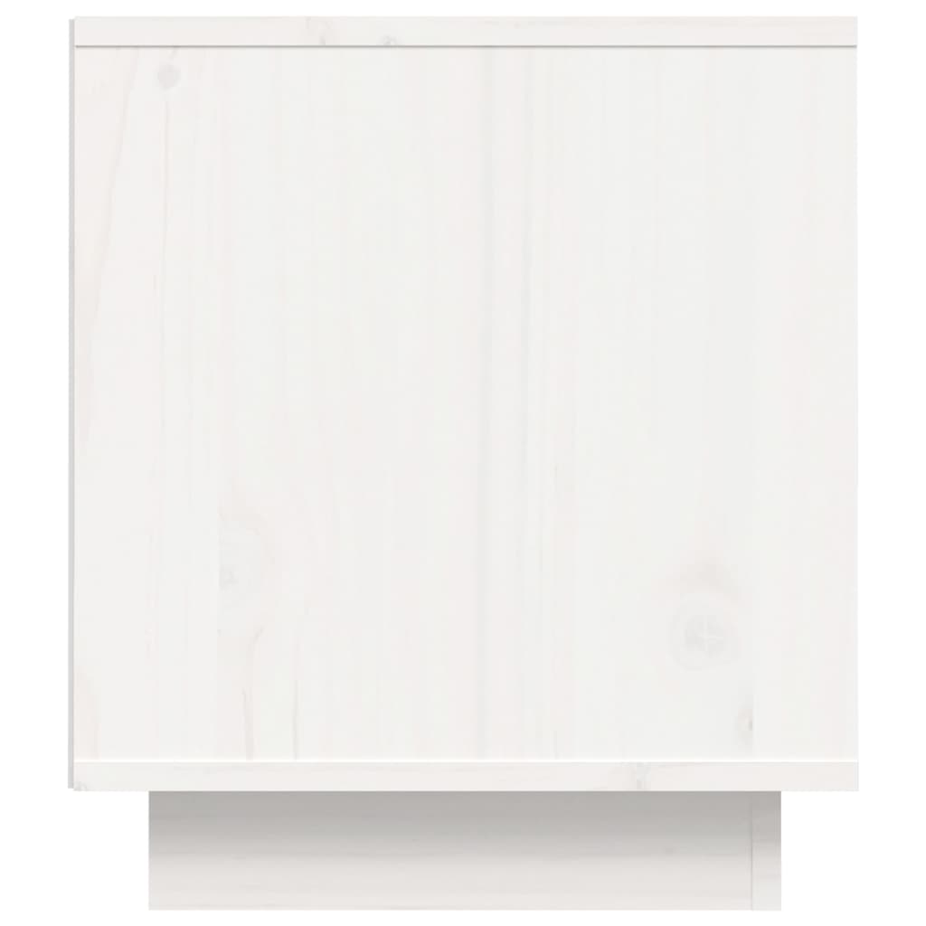 Meuble TV Blanc 80x35x40,5 cm Bois de pin massif