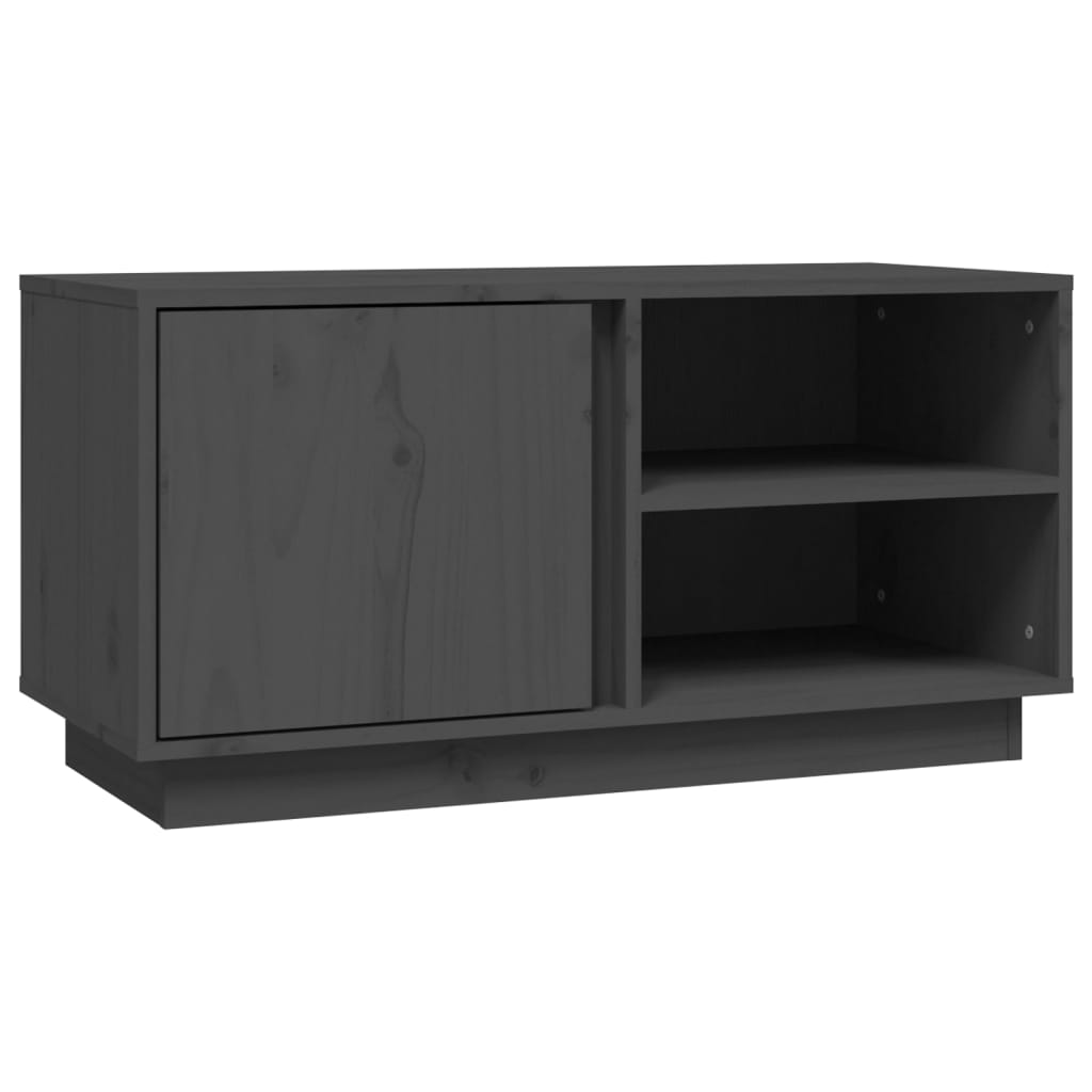 Grey TV cabinet 80x35x40.5 cm Solid pine wood